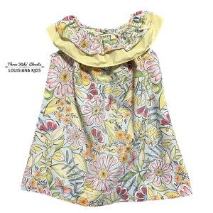 Le Za Me 12m Pastel Floral Ruffle Collar Dress